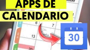 Pantalla de móvil con aplicaciones calendario, icono de calendario marcado con 30 y flecha indicadora