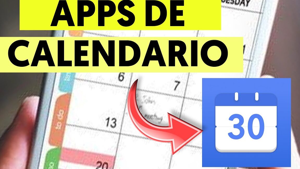 Pantalla de móvil con aplicaciones calendario, icono de calendario marcado con 30 y flecha indicadora