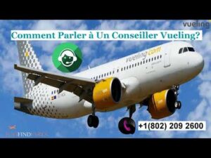 Avión Vueling en vuelo con icono de contacto y texto informativo bxq FDd89DQ
