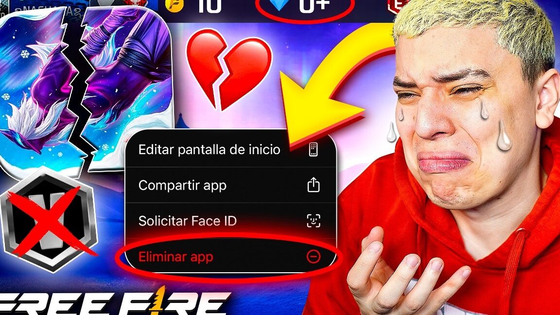 Creador afligido junto a menú que muestra 'Eliminar app' y un corazón roto por una colaboracion real