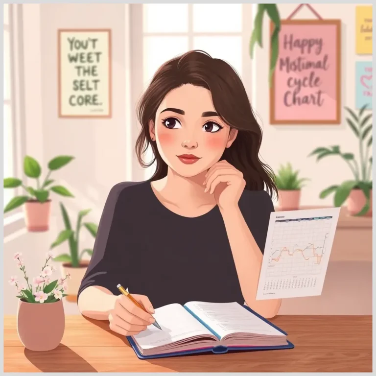 Mujer sentada en un escritorio escribiendo en un cuaderno y consultando un grÃ¡fico de seguimiento, CÃ³mo planificar con el ciclo menstrual.