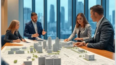 Plano urbano con edificios modernos