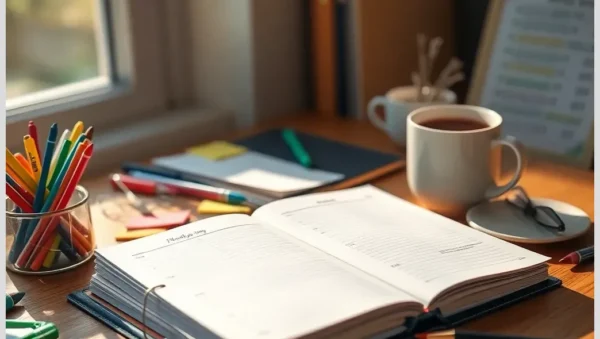 Agenda diaria con notas y reloj
