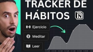 Interfaz de tracker con botones Ejercicio, Meditar y Leer y gráfico que muestra seguimiento habitos